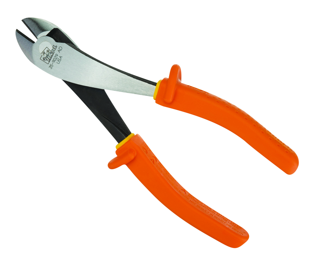 Product image for Ideal Industries 35-9029 8 Inch Insulated Diagonal Cutting Pliers with Angled Head