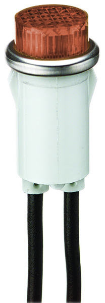 Product image for Ideal 777311 Indicator Light, Raised Amber Lens, 1/3 Watt 125V, 1/2" Mounting Dia., 6" Wire Leads