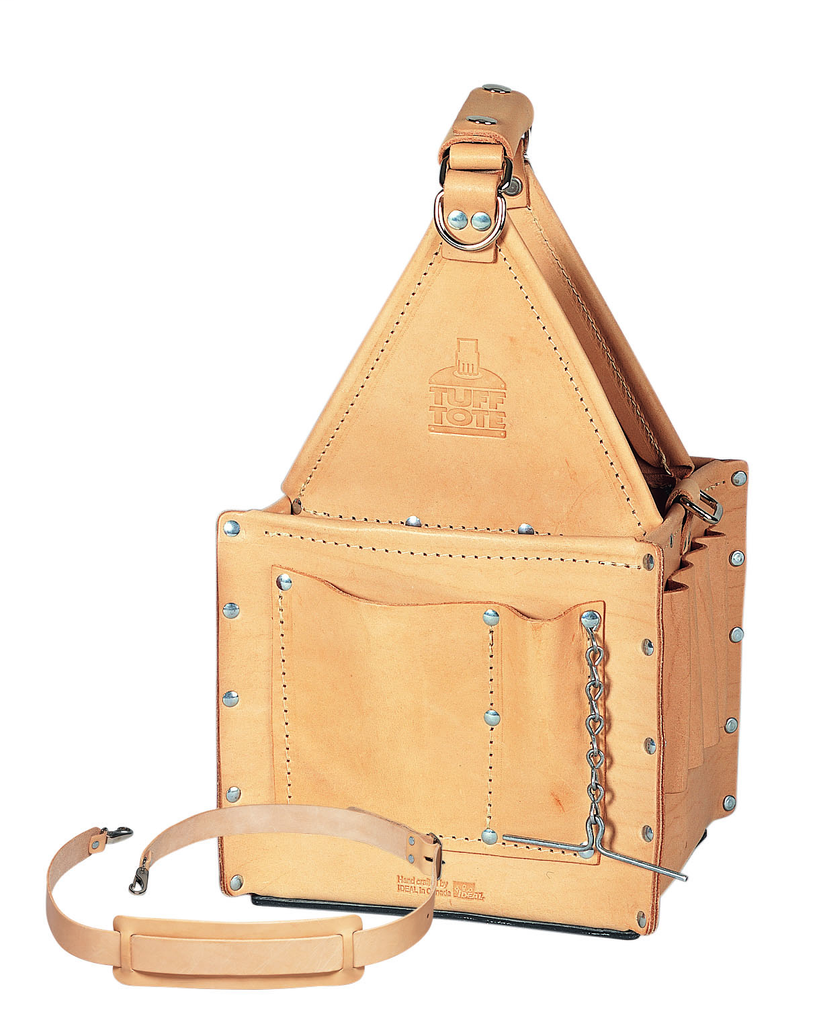 Product image for Ideal 35-325 Tuff-Tote Leather Tool Carrier, 8" Square w/Shoulder Strap