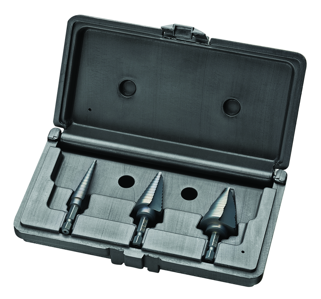 Product image for Ideal 3pc 35-524 Step Drill Bit Kit, Quick Change, High Speed