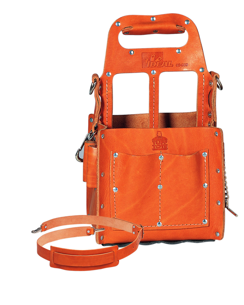 Product image for Ideal 35-969 Leather Tool Carrier 6" x 8" w/Shoulder Strap