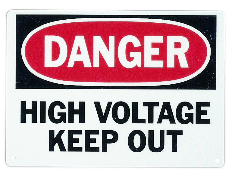 Product image for Ideal 44-880 Safety Sign "Danger - High Voltage - Keep Out" 14" x 10" Fiberglass