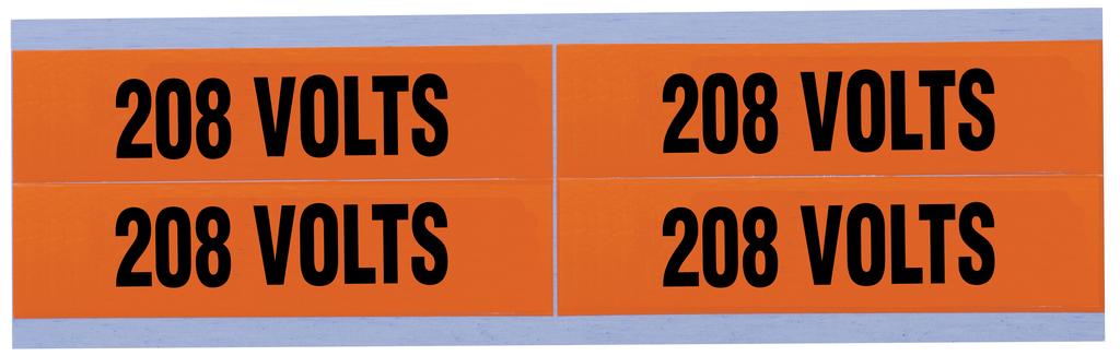 Product image for Ideal 44-355 Voltage & Conduit Marker Card "208V" 1-1/8" x 4-1/2" Vinyl-Impregnated Cloth
