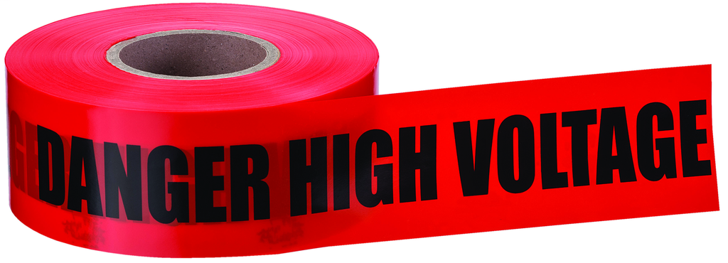 Product image for Ideal 42-052 Tape "Danger High Voltage Keep Out" 3" x 1000', Red