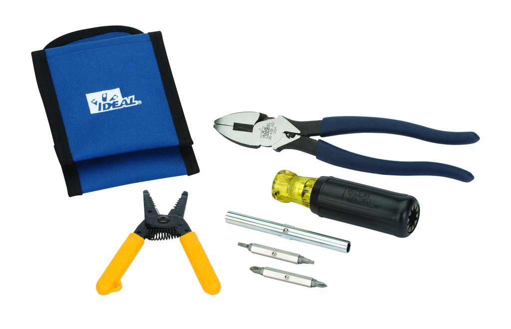 Product image for Ideal 35-5799 3Pc Electrician's Tool Kit (Wire Stripper,Side Cutting Pliers & 5/1 Screwdriver)