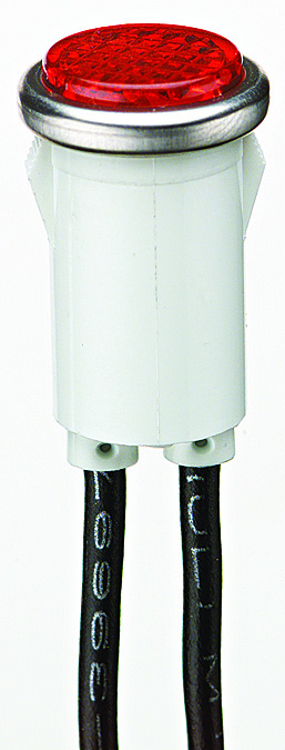 Product image for Ideal 777121 Indicator Light, Flush, Red Lens, 1/3 Watt 125V, 1/2" Mounting Dia., 6" Wire Leads