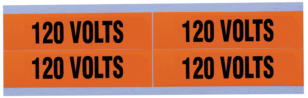 Product image for Ideal 44-353 Voltage & Conduit Marker Card "120V" 1-1/8" x 4-1/2" Vinyl-Impregnated Cloth