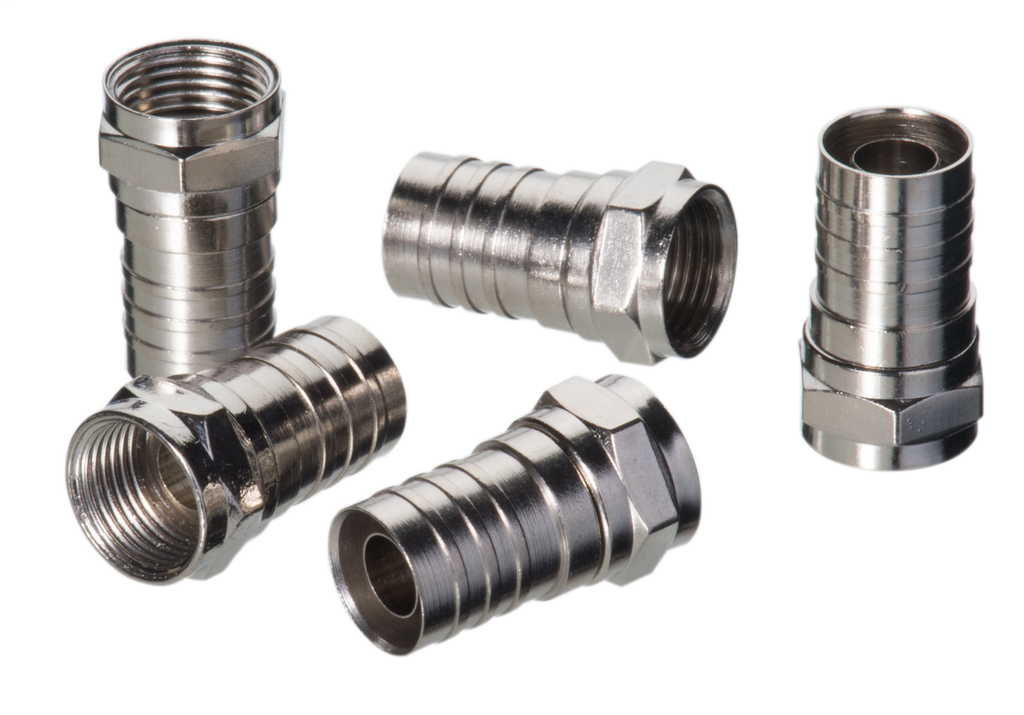 Product image for Ideal 85-057 F-Type Coax Connector, RG6 Crimp-On Quad Shld 10/Pack