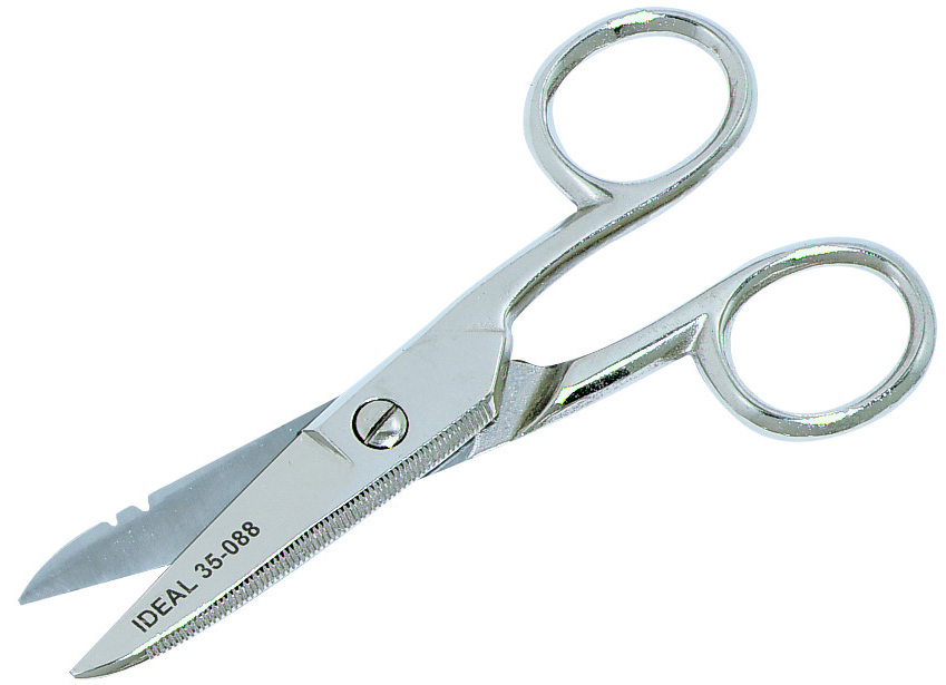 Product image for Ideal 35-088 Scissors, w/Stripping Notches 12-16AWG, 8-1/2"