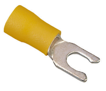 Product image for Ideal 83-7101 Vinyl Insulated Snap Spade Terminal, 12-10AWG, 1/4" Stud, (25/Box)