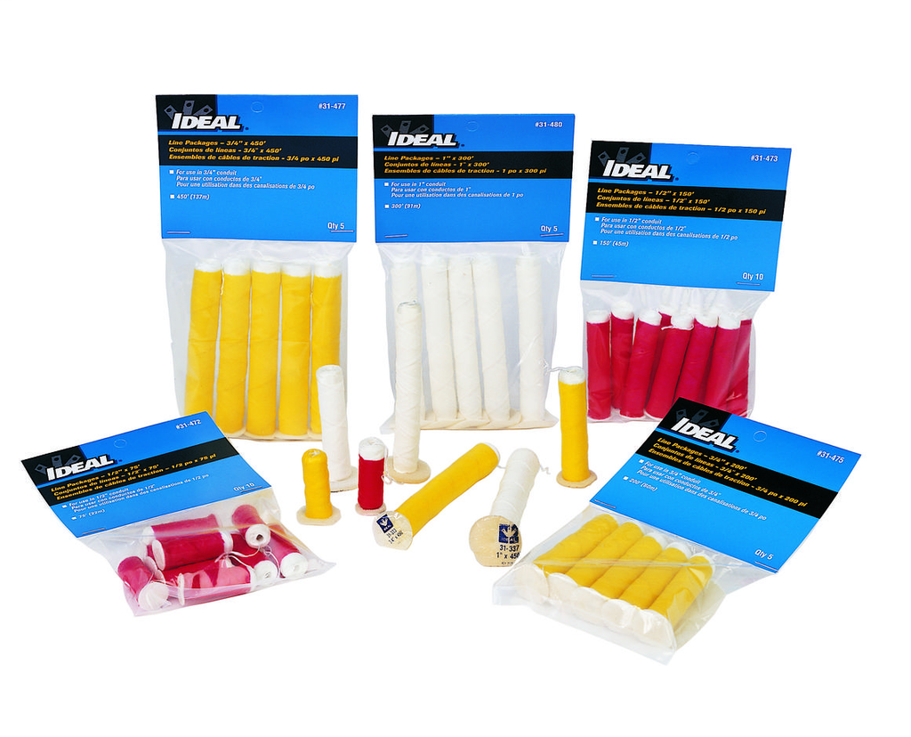 Product image for Ideal 31-472 Pull Line Package, 1/2" x 75' Red, 17lb Tensile Strength (10/Pkg)