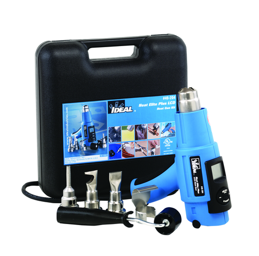 Product image for Ideal 46-204 Heat Elite Plus LCD Heat Gun Kit (Gun,Deflector,Welding Adapter,Solder Reflector Adapter,Overlap Weling Adapter,Pressure Roller) 180-1200 F