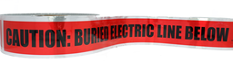 Ideal 42-201 Tape, "Caution Buried Electric Line Below", 3" x 1000', Red, W/Solid Aluminum Foil Core, Detectable Underground Tape