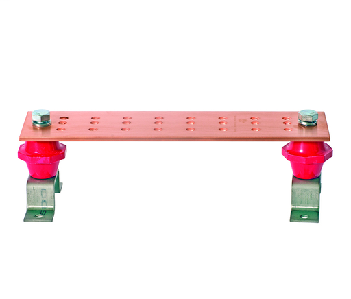 Product image for Ilsco BBFC-2-10-16-KIT Copper Grounding Bus Bar Kit, 2in Wide, 10in Length, 16 Mounting Points