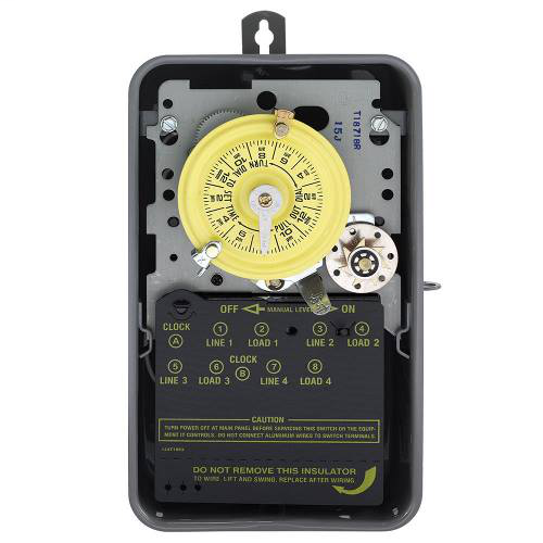 Intermatic T1871BR NEMA 3R Steel Case 125 VAC 60 Hz 40 Amp DPDT Electromechanical Time Switch with Clock Motor Terminal Intermatic T1871BR NEMA 3R Steel Case 125 VAC 60 Hz 40 Amp DPDT Electromechanical Time Switch with Clock Motor Terminal