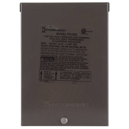 Intermatic PX100S 120 VAC 1 Amp Primary 13 VAC Secondary 100 W Safety Transformer with Stainless Steel Enclosure Intermatic PX100S 120 VAC 1 Amp Primary 13 VAC Secondary 100 W Safety Transformer with Stainless Steel Enclosure