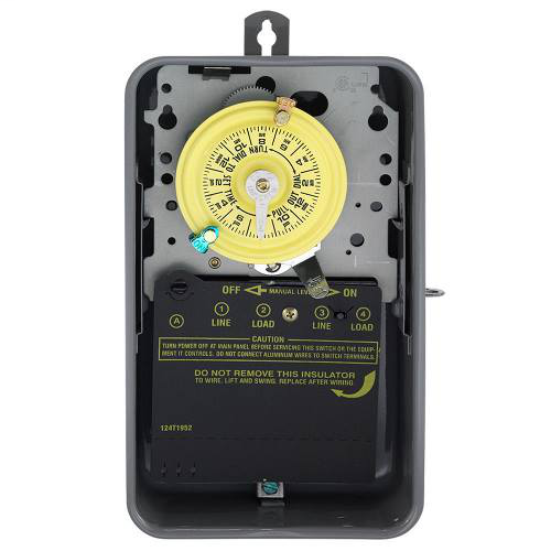 Intermatic T104R NEMA 3R Steel Case 208 to 277 VAC 60 Hz 40 Amp DPST Electromechanical Time Switch Intermatic T104R NEMA 3R Steel Case 208 to 277 VAC 60 Hz 40 Amp DPST Electromechanical Time Switch