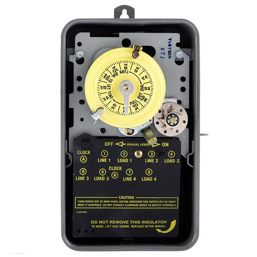 Intermatic T1475BR NEMA 3R Steel Case 480 VAC 60 Hz 40 Amp 4PST Electromechanical Time Switch with Clock Motor Terminal Intermatic T1475BR NEMA 3R Steel Case 480 VAC 60 Hz 40 Amp 4PST Electromechanical Time Switch with Clock Motor Terminal
