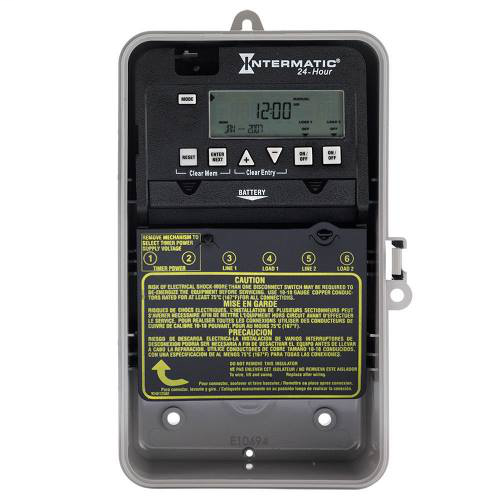 Intermatic ET1125CPD82 NEMA 3R Plastic Case 24 Hour 120 to 277 VAC 60 Hz 30 Amp DPST Electronic Time Switch Intermatic ET1125CPD82 NEMA 3R Plastic Case 24 Hour 120 to 277 VAC 60 Hz 30 Amp DPST Electronic Time Switch