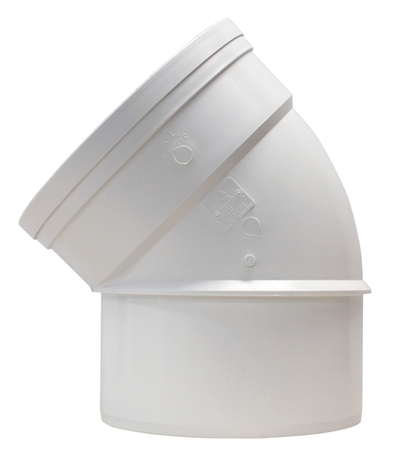 18"x45D PVC ELBOW SWR DR35 SPxG FAB RING- TITE/TRENCH TOUGH PLUS