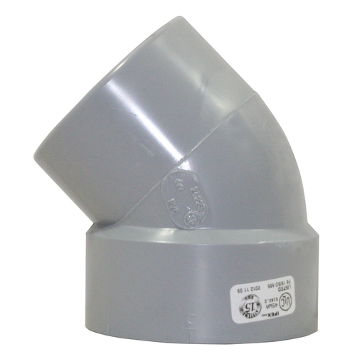 3"x45D PVC DWV SHORT TURN ELBOW SPxH SYSTEM 15
