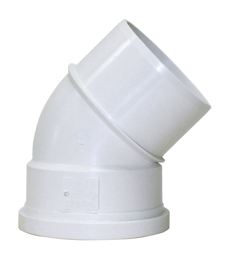 6"x45D PVC ELBOW HW SWR DR26 SPxG TRENCH TOUGH PLUS