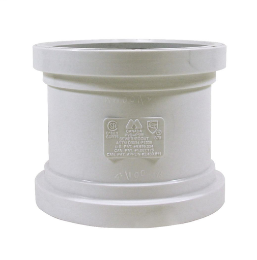 4" PVC REPAIR CPLG SWR DR35 GxG RING-TITE/TRENCH TOUGH PLUS