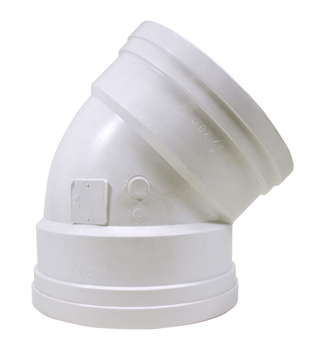 8"x45D PVC ELBOW HW SWR DR26 GxG TRENCH TOUGH PLUS