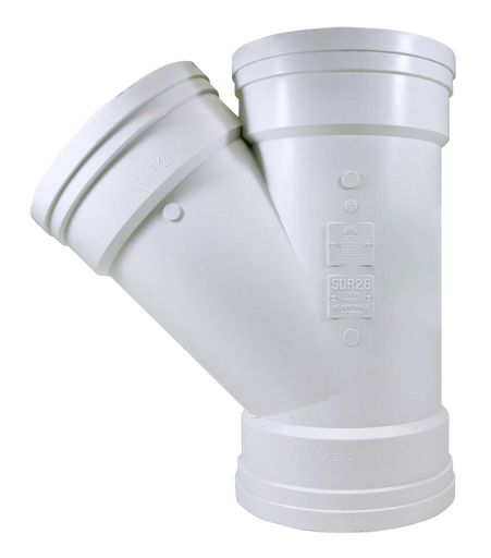 8"x45D PVC WYE HW SWR DR26 GxGxG TRENCH TOUGH PLUS