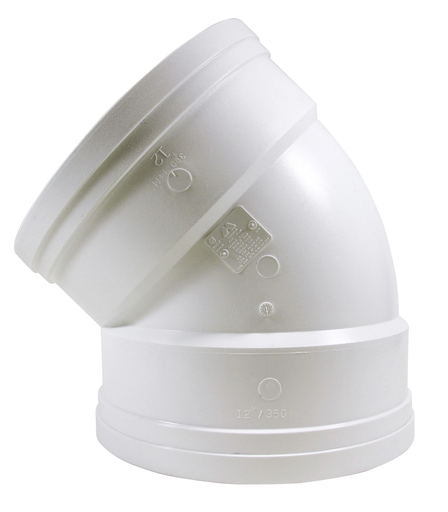 12"x45D PVC ELBOW SWR DR35 GxG RING-TITE/TRENCH TOUGH PLUS