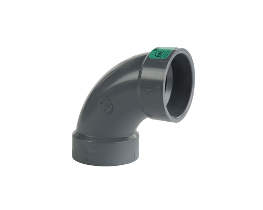 1 1/2"x90D PVC DWV LONG ELBOW HxH SYSTEM XFR