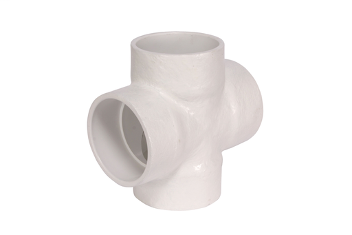 6" PVC SCH40 CROSS SOCxSOCxSOCxSOC WHITE FAB XIRTEC140