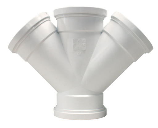 6"x45D PVC DOUBLE WYE SWR DR35 GxGxGxG RING- TITE/TRENCH TOUGH PLUS