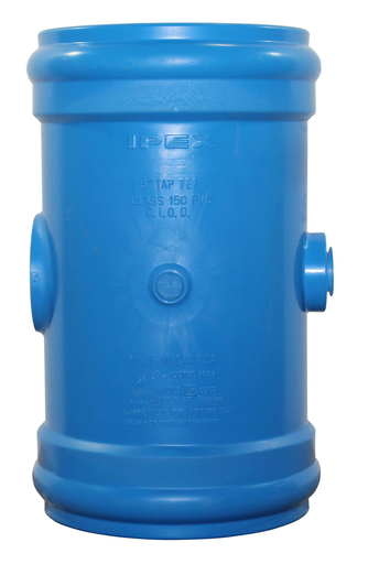 6"x2" PVC TAPPED COUPLING CIOD DR18 BxBxAWWA BLUE BRUTE