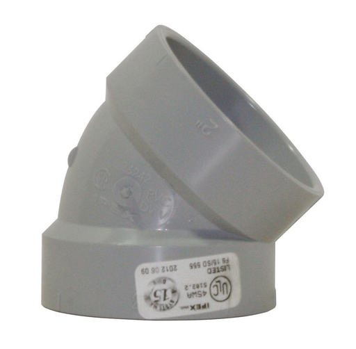 2"x45D PVC DWV SHORT TURN ELBOW HxH SYSTEM 15