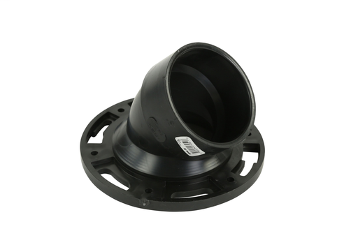 4"x3"x45D ABS DWV DISCHARGE CLOSET FLANGE HUB W/ PLASTIC RING