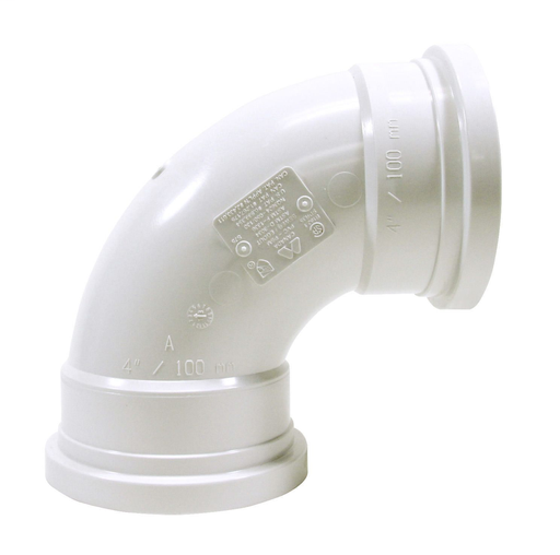 4"x90D PVC ELBOW SWR DR35 GxG RING-TITE/TRENCH TOUGH PLUS