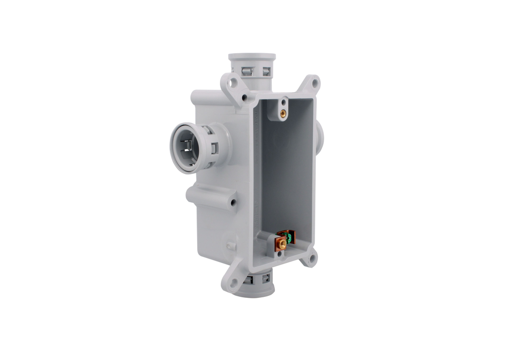 Product image for Ipex SVSB-H-10 (089054) Kwikon PVC Concrete Wall Box, 2" Shallow, 15 cu.in., (4) 1/2" Hubs