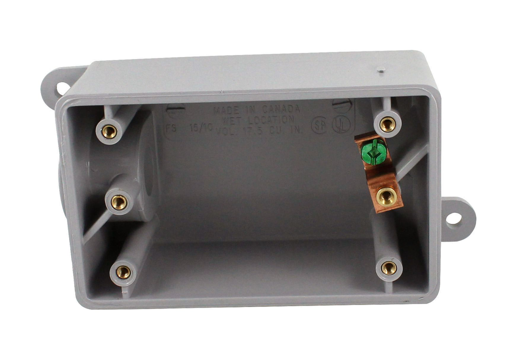 Product image for IPEX 077601 1/2 Inch Hub 17.5 In. PVC 1-Gang Rigid Conduit Box