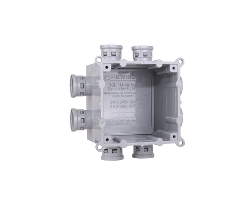 Product image for Ipex SSBH-10 (089467) 4" Kwikon PVC Square Slab Box, 44 cu.in., (8) 1/2" Molded Connectors