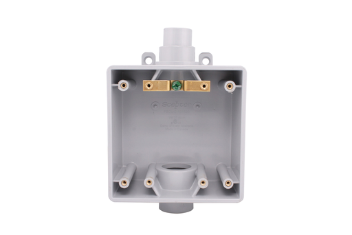 Product image for Ipex 077368 2-Gang Plastic FSC Outlet Box, 1/2", 3/4" & 1" Hubs, 37.0 cu.in