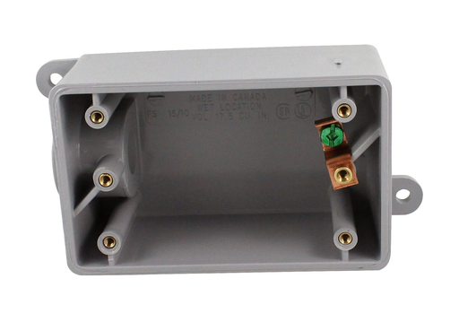 Product image for IPEX 077601 1/2 Inch Hub 17.5 In. PVC 1-Gang Rigid Conduit Box