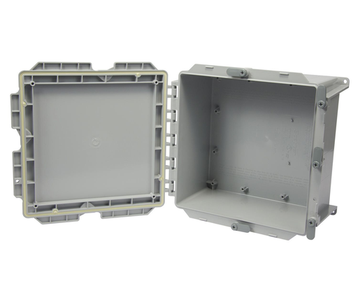 Product image for JBXH12128 12"x12"x8" POLY VINYL CHLORIDE JUNCTION BOX HINGED SCEPTER