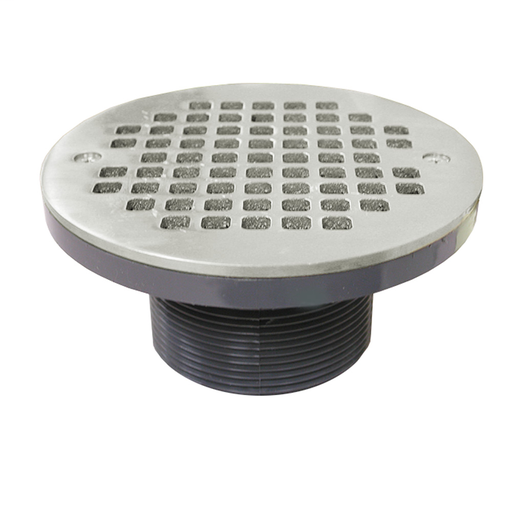 3" PVC IPS Plastic Spud with 6" Chrome Plated Round Strainer