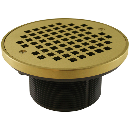 3-1/2" IPS PVC Spud with 6" Polished Brass Strainer with Ring