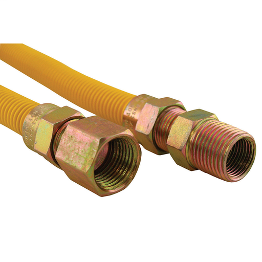 3/8" OD Gas Connector, Coated with Fitting, 3/8” FIP x 1/2” MIP x 18”