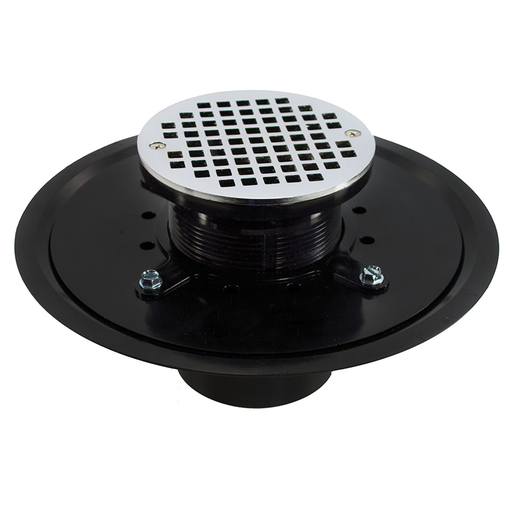 3" Heavy Duty ABS Drain Base with 3-1/2" Plastic Spud and 5" Chrome Plated Strainer