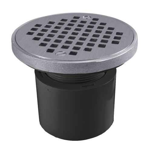 2" PVC Over Pipe Fit Drain Base with 2" Plastic Spud and 4" Chrome Plated Strainer with Ring