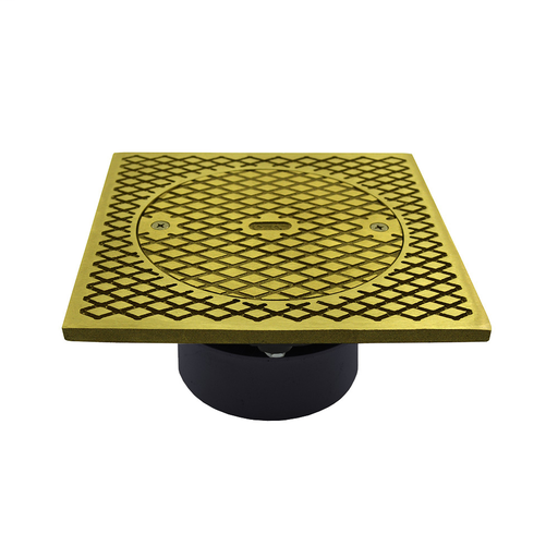 4" PVC Inside Pipe Fit Base Cleanout with 3" Plastic Spud and 7" Polished Brass Cover