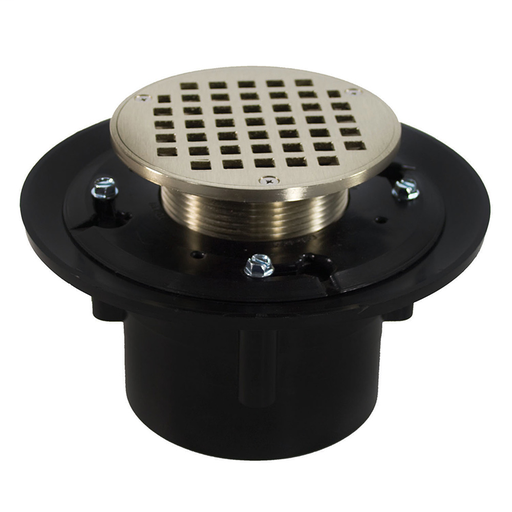 2" x 3" Heavy Duty ABS Drain Base with 3-1/2" Metal Spud and 4" Nickel Bronze Strainer